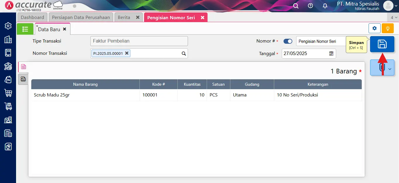 cara mencatat pengisian nomor seri